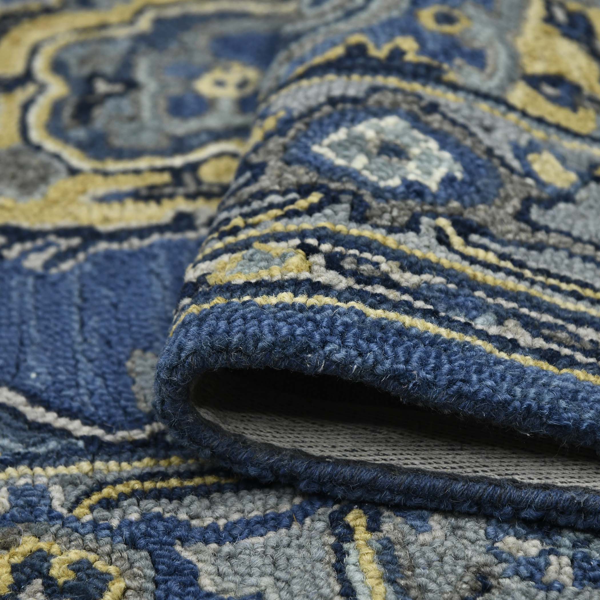 AMER Rugs Boho BOH-11 Hand-Tufted Medallion Bohemian Area Rug Denim Blue 7'6" x 9'6"