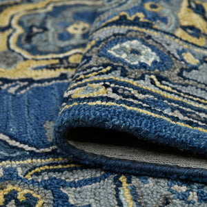 AMER Rugs Boho BOH-11 Hand-Tufted Medallion Bohemian Area Rug Denim Blue 7'6" x 9'6"