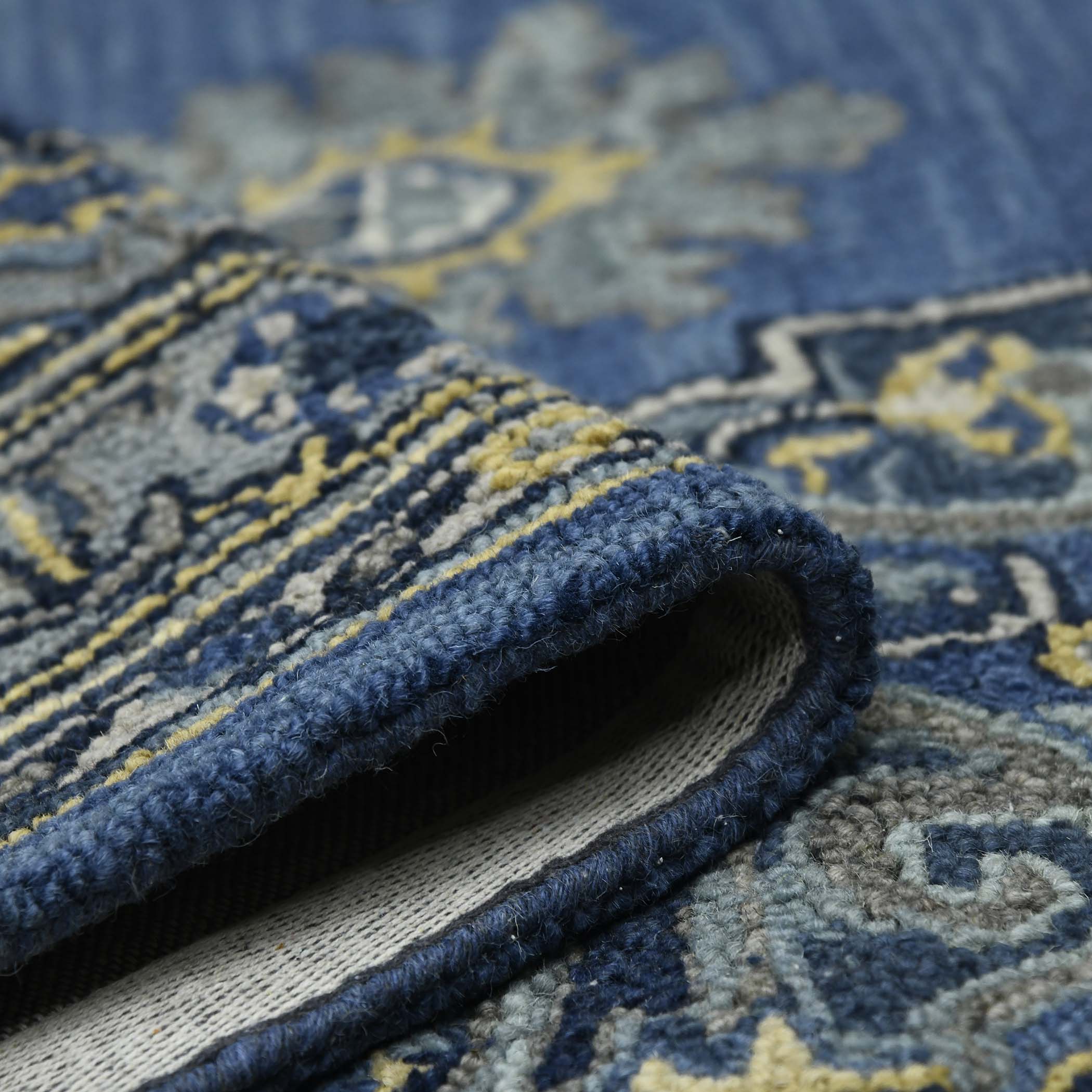 AMER Rugs Boho BOH-11 Hand-Tufted Medallion Bohemian Area Rug Denim Blue 7'6" x 9'6"