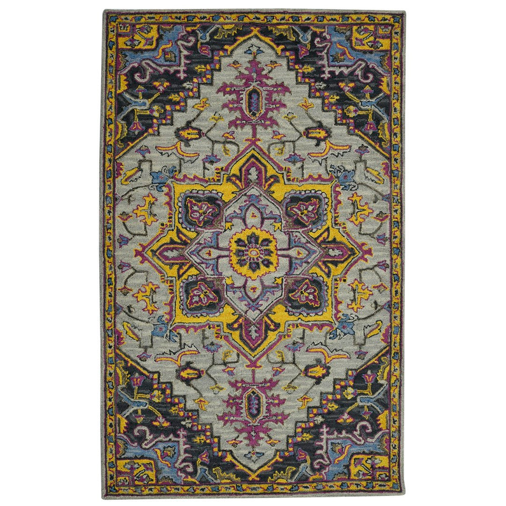 AMER Rugs Boho BOH-3 Hand-Tufted Medallion Bohemian Area Rug Yellow/Pink 7'6" x 9'6"