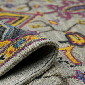 AMER Rugs Boho BOH-3 Hand-Tufted Medallion Bohemian Area Rug Yellow/Pink 7'6" x 9'6"