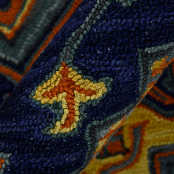 AMER Rugs Boho BOH-5 Hand-Tufted Medallion Bohemian Area Rug Blue/Orange 7'6" x 9'6"