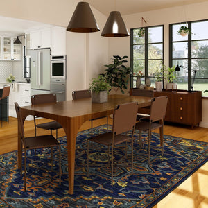 AMER Rugs Boho BOH-5 Hand-Tufted Medallion Bohemian Area Rug Blue/Orange 7'6" x 9'6"