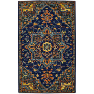AMER Rugs Boho BOH-5 Hand-Tufted Medallion Bohemian Area Rug Blue/Orange 7'6" x 9'6"