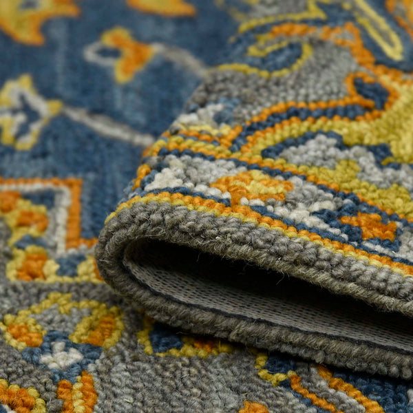 AMER Rugs Boho BOH-6 Hand-Tufted Medallion Bohemian Area Rug Blue/Yellow 7'6" x 9'6"