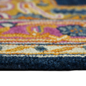 AMER Rugs Boho BOH-8 Hand-Tufted Medallion Bohemian Area Rug Navy/Pink 7'6" x 9'6"