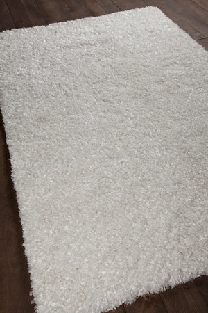 Chandra Rugs Bolero 100% Polyester Hand-Woven Contemporary Shag Rug White 9' x 13'