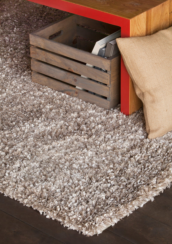 Chandra Rugs Bolero 100% Polyester Hand-Woven Contemporary Shag Rug Tan 9' x 13'