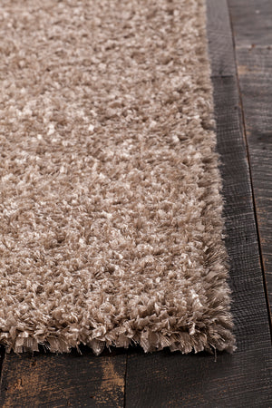 Chandra Rugs Bolero 100% Polyester Hand-Woven Contemporary Shag Rug Taupe 9' x 13'