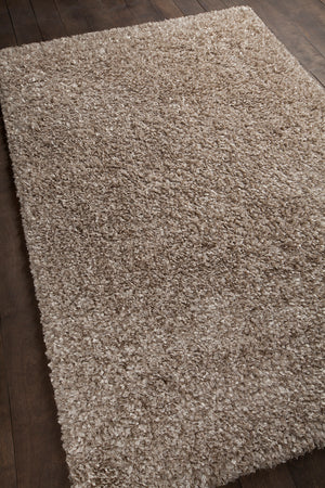 Chandra Rugs Bolero 100% Polyester Hand-Woven Contemporary Shag Rug Taupe 9' x 13'