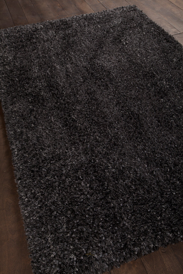 Chandra Rugs Bolero 100% Polyester Hand-Woven Contemporary Shag Rug Charcoal 9' x 13'