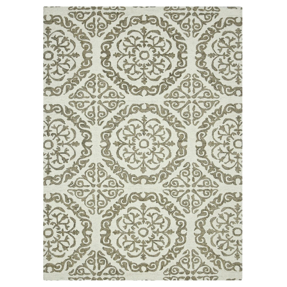 AMER Rugs Boston BOS-22 Hand-Tufted Geometric Transitional Area Rug Ivory 7'6" x 9'6"