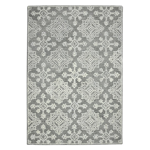 AMER Rugs Boston BOS-33 Hand-Tufted Geometric Transitional Area Rug Light Gray 7'6" x 9'6"