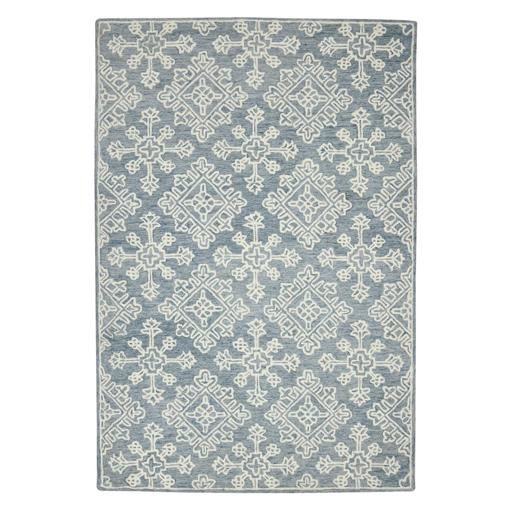 AMER Rugs Boston BOS-35 Hand-Tufted Geometric Transitional Area Rug Blue 7'6" x 9'6"