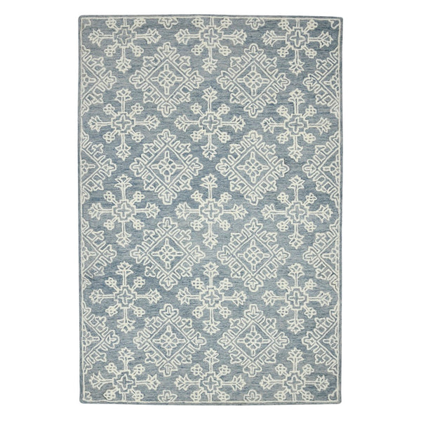 AMER Rugs Boston BOS-35 Hand-Tufted Geometric Transitional Area Rug Blue 7'6" x 9'6"