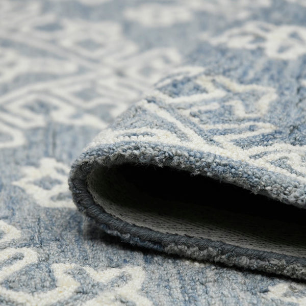 AMER Rugs Boston BOS-35 Hand-Tufted Geometric Transitional Area Rug Blue 7'6" x 9'6"