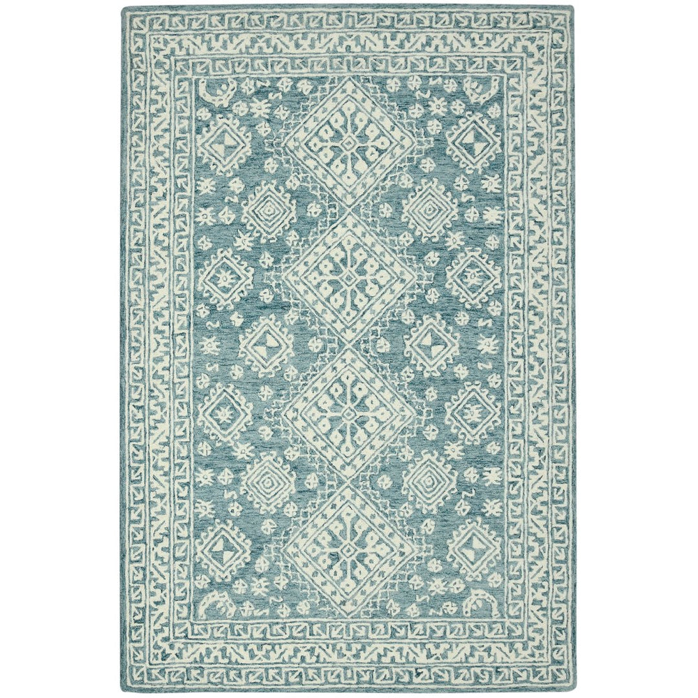 AMER Rugs Boston BOS-64 Hand-Tufted Geometric Transitional Area Rug Blue 7'6" x 9'6"