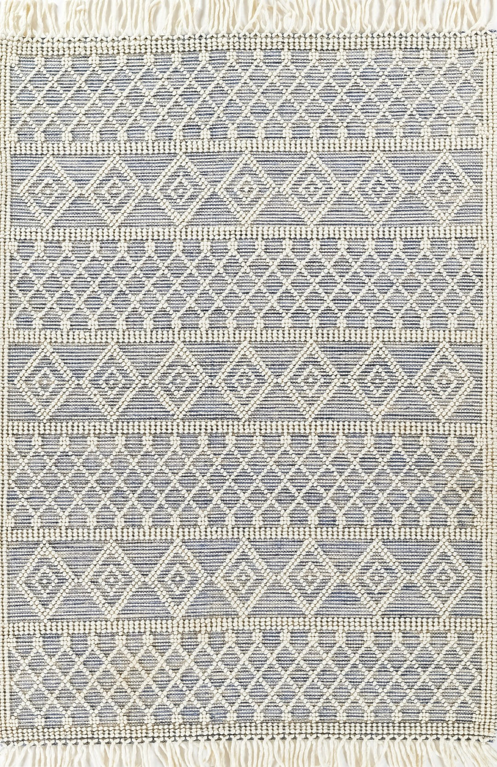 Momeni Boulder BOU-4 Hand Woven Contemporary Geometric Indoor Area Rug Blue 9' x 12' BOULDBOU-4BLU90C0