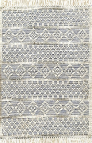 Momeni Boulder BOU-4 Hand Woven Contemporary Geometric Indoor Area Rug Blue 9' x 12' BOULDBOU-4BLU90C0