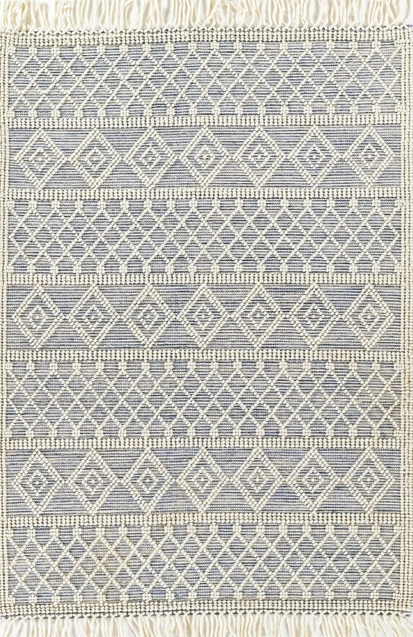 Momeni Boulder BOU-4 Hand Woven Contemporary Geometric Indoor Area Rug Blue 9' x 12' BOULDBOU-4BLU90C0
