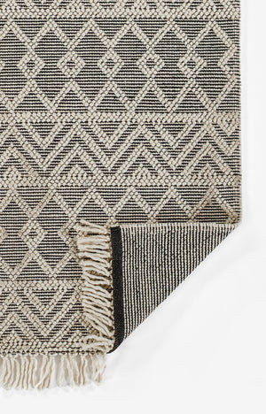 Momeni Boulder BOU-5 Hand Woven Contemporary Geometric Indoor Area Rug Black 9' x 12' BOULDBOU-5BLK90C0