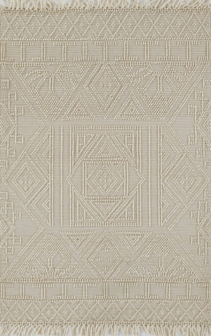 Momeni Boulder BOU-6 Hand Woven Contemporary Geometric Indoor Area Rug Ivory 9' x 12' BOULDBOU-6IVY90C0