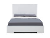 Anna Bed Queen, Squares Design In Headboard, High Gloss White