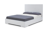 Anna Bed Queen, Squares Design In Headboard, High Gloss White