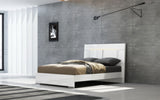 Kimberly Bed Queen, High Gloss White With Led Light On Headboard And Stainless Steel Legs