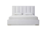 Velvet Bed Queen, Vertical Lines Design In The Headboard, Fully Upholstered In Pure White Linen ...