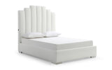 Jordan Queen Bed , Fully Upholstered White Faux Leather, Double Usb In Headboard