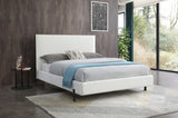 Hollywood Queen Bed , Fully Upholstered White Faux Leather, Double Usb On Headboard, Wood Grain ...