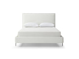 Hollywood Queen Bed , Fully Upholstered White Faux Leather, Double Usb On Headboard, Wood Grain ...