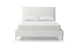 Hollywood Queen Bed , Fully Upholstered White Faux Leather, Double Usb On Headboard, Wood Grain ...