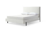 Hollywood Queen Bed , Fully Upholstered White Faux Leather, Double Usb On Headboard, Wood Grain ...