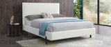 Hollywood Queen Bed , Fully Upholstered White Faux Leather, Double Usb On Headboard, Wood Grain ...