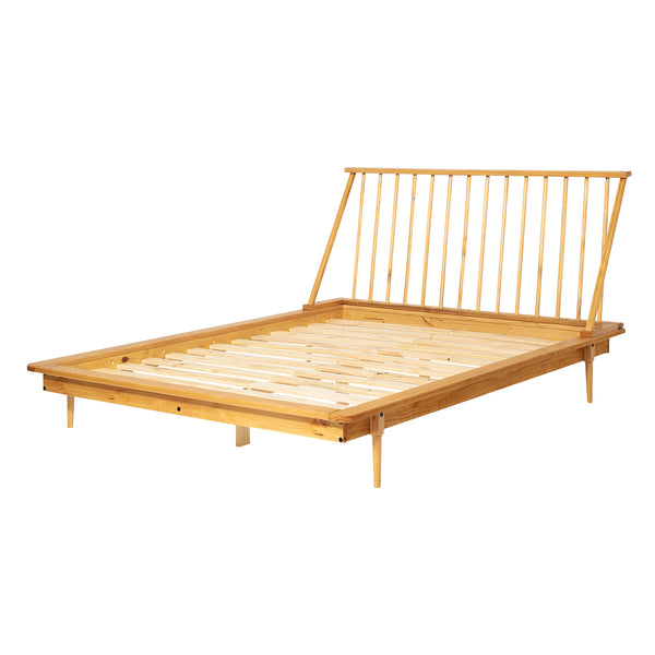 Modern Wood Queen Spindle Bed - Light Oak