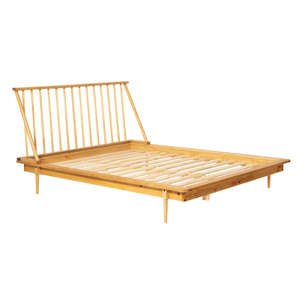 Modern Wood Queen Spindle Bed - Light Oak