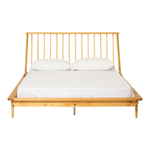Modern Wood Queen Spindle Bed - Light Oak