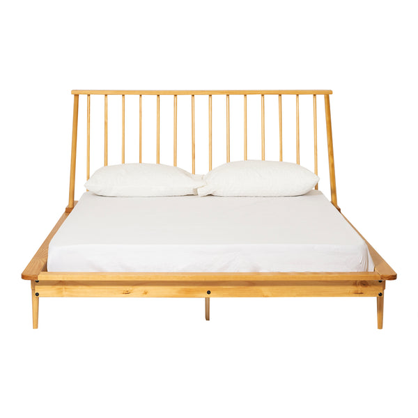 Modern Wood Queen Spindle Bed - Light Oak