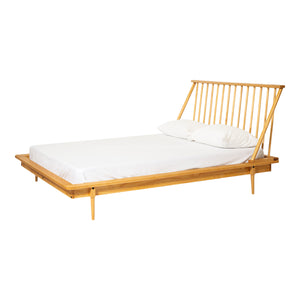 Modern Wood Queen Spindle Bed - Light Oak