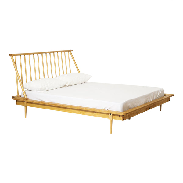 Modern Wood Queen Spindle Bed - Light Oak