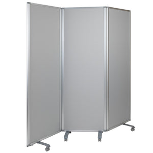 English Elm EE1366 Modern Commercial Grade Mobile Whiteboard Partition White/Gray EEV-11811