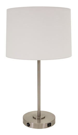 Brandon Table Lamp with USB Port in Satin Nickel