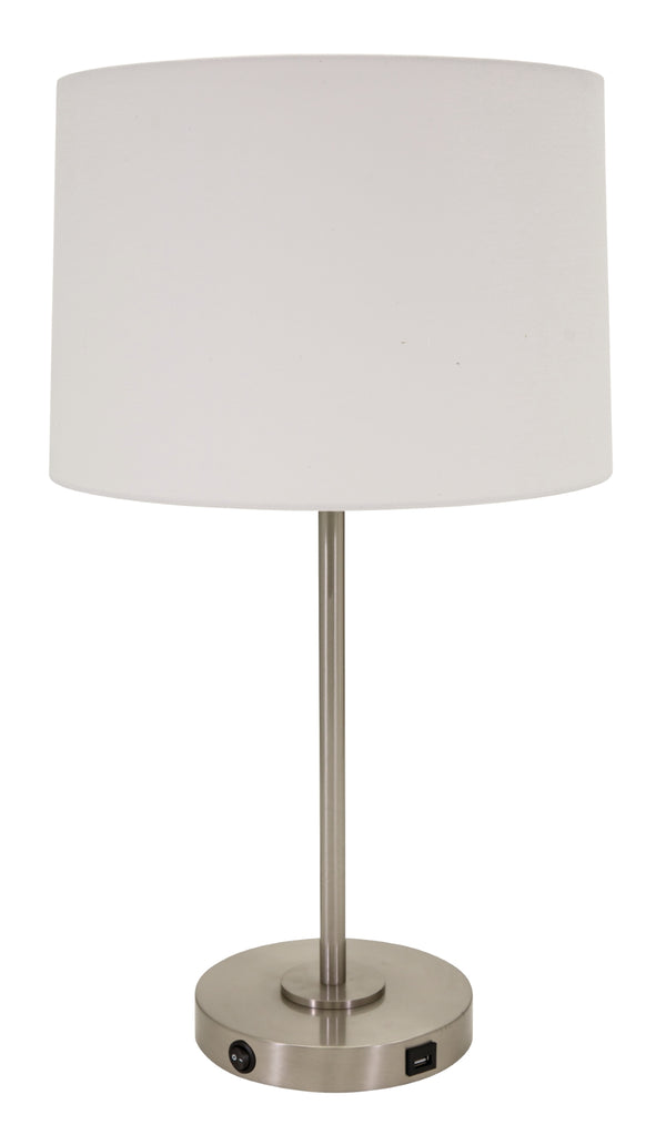 Brandon Table Lamp with USB Port in Satin Nickel