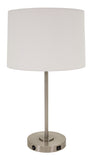 Brandon Table Lamp with USB Port in Satin Nickel