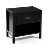 1-Drawer Classic Solid Wood Nightstand - Black