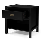 1-Drawer Classic Solid Wood Nightstand - Black