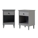 Walker Edison Spencer Modern/Contemporary 1-Drawer Solid Wood Nightstand BR1DNSGY-2PK