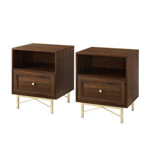Walker Edison Gwen 1 Drawer Modern Nightstand Set XIIXR BR20GWN1DDW-2PK